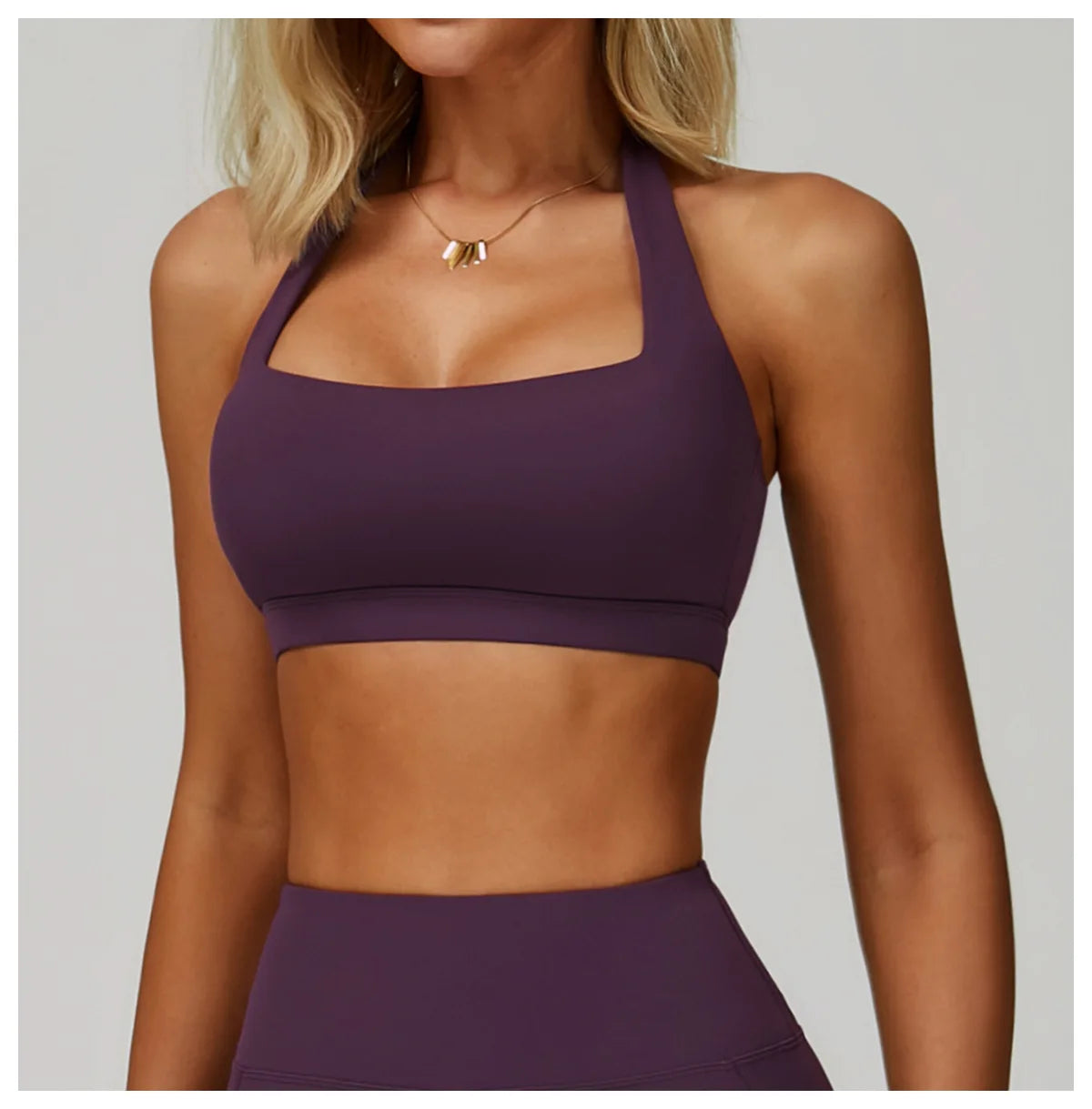 Breathable Sports Bra Anti-Sweat Fitness Top Women Hanging Neck Yoga Bra Shockproof Crop Tops Push Up Sport Bra Gym Workout Vest