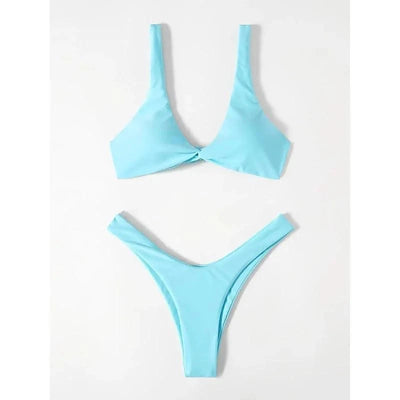 OIINAA Bathing Suit Women Solid Sexy Swimsuit Bow Tie Drawstring Lace Up Summer Bikini Set Two-pieces Beachwear Thong Biquinis
