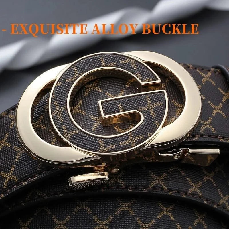 Men's Genuine Leather Belt With Automatic "G" Buckle - Fashionable Business Casual Style