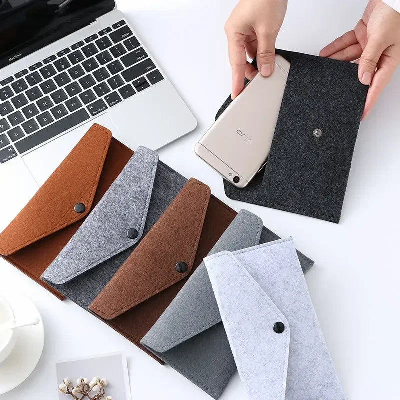 Felt Envelope Mobile Phone Bag Storage Pouch Wallet Credit Card Holder Business Change Purse Bag Thin Wallet Card Holde