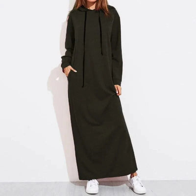 New Autumn And Winter Women's Long Sleeve Hooded Sweatshirt Dress Fashion Black Elegant Casual Dresses Female Holiday Vestidos