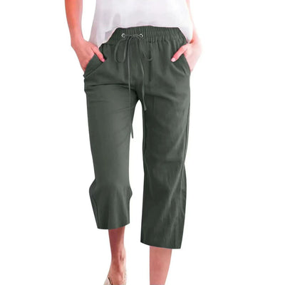 Women'S Pants Cotton Linen Harem Cropped Pants Women Drawstring Harem Pants Lady Pocket Trousers Loose Ropa Mujer Juvenil