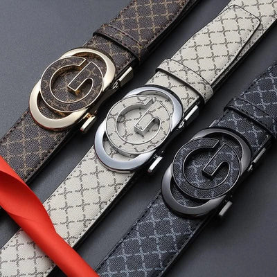 Men's Genuine Leather Belt With Automatic "G" Buckle - Fashionable Business Casual Style
