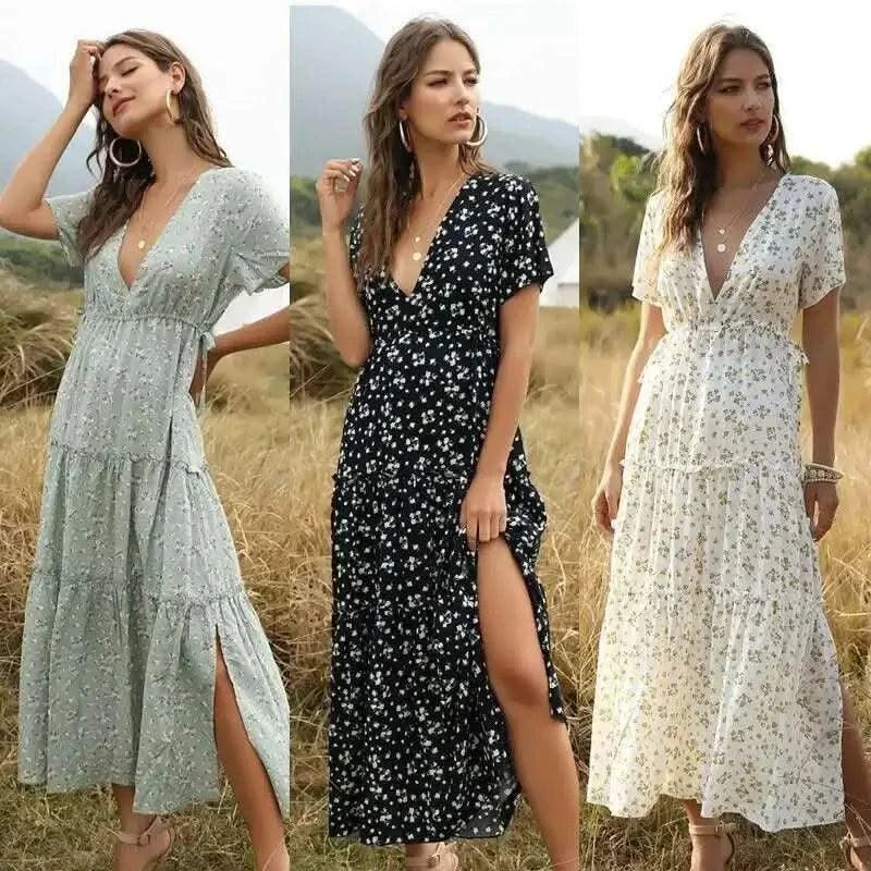 Women's Summer Ruffled Floral Bohemian Dress Exudes An Aura of Immortality 2025 Summer Dress Robe Vestido Women