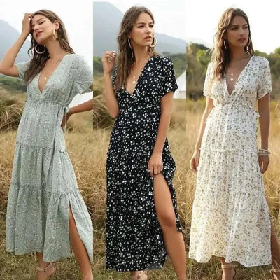 Women's Summer Ruffled Floral Bohemian Dress Exudes An Aura of Immortality 2025 Summer Dress Robe Vestido Women