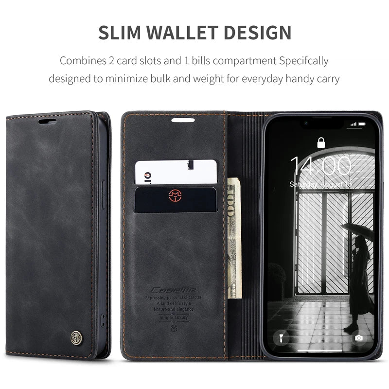 Flip Wallet Case for iPhone 16e 2025 Magnetic Folio Leather Cover with Card Holder Kickstand Shockproof Durable Protective Shell