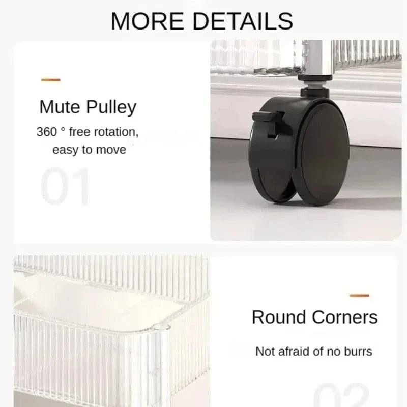 Acrylic Trolley with Wheel Multilayer Transparent Storage Rack Living Room Snack Storages Shelf Bathroom Mobile Shelf Home Items