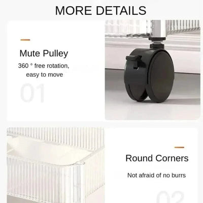 Acrylic Trolley with Wheel Multilayer Transparent Storage Rack Living Room Snack Storages Shelf Bathroom Mobile Shelf Home Items