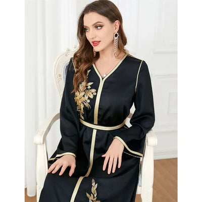 Moroccan Abayas Muslim Women Maxi Dresses Turkey Eid Djellaba Party Gown Islamic Kaftan Dubai Evening Jalabiya Ramadan Clothing