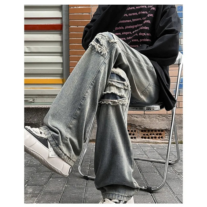 Men Clothing 2025 Y2K Fashion Stretch Slim Ripped Jeans Pants Vintage Skinny Biker Denim Trousers Ankle Zipper Ropa Hombre Jeans