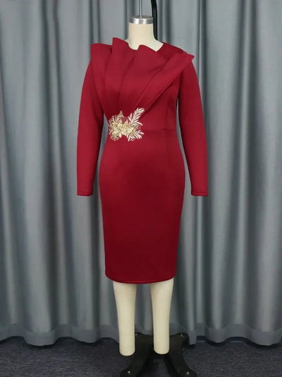 Customized Elegant Church Dresses for Women Party Bodycon Long Sleeves with Lace Appliques Sheath Classy Occasion African Weddin
