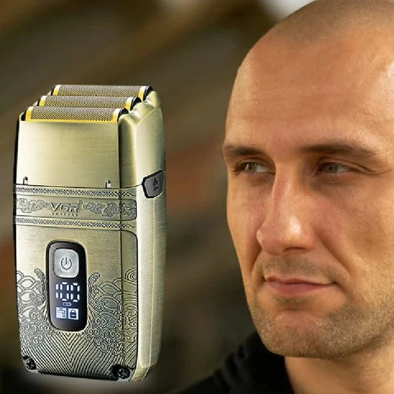 VGR Metal Wet Dry Electric Shaver For Men Rechargeable Hair Beard Electric Razor Washable Facial Shaving Machine For Bald Head