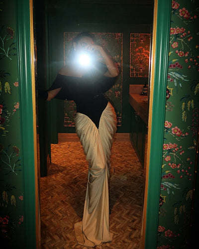 Sharon Said Dubai Elegant Black and White Off Shoulder Mermaid Evening Dress for Women Wedding Party Prom Gown SF531 Customized