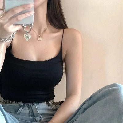 Women Summer Vest Tops Sleeveless Cotton Bustier with Pads