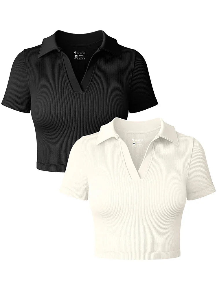 Women's T Shirt Sexy Short Sleeved Polo Shirt Casual Sports Tennis Shirt Tight Fit Fitness Yoga Top Ladies top