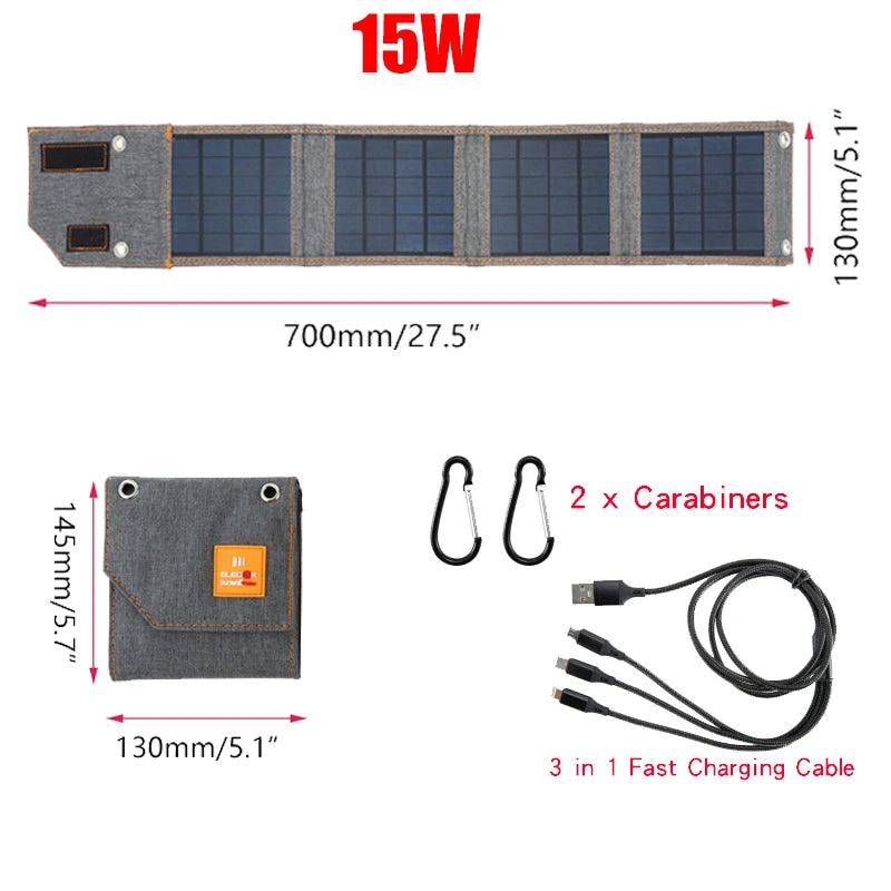 15W 20W 30W Portable Foldable 5V Solar Panel Waterproof for Cell Phone Power Bank Battery Charger Outdoor Camping