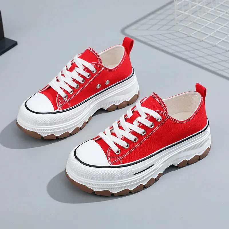 Fashion Designer Women Canvas Shoes Summer New High Platform Sneakers Female Casual Tennis Shoe Increase All-match Zapatos Mujer