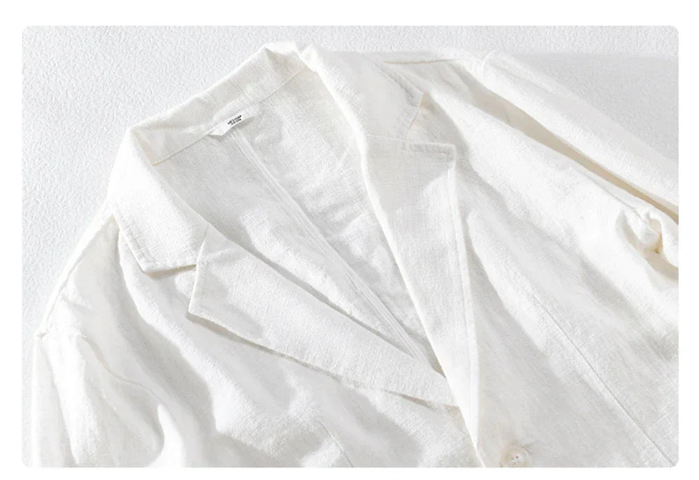 men's Blazers Linen and Cotton Casual men clothing fashion 2024 Spring Autumn Solid Tops for Young men loose Suit Coat