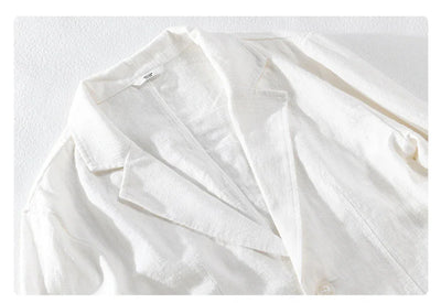 men's Blazers Linen and Cotton Casual men clothing fashion 2024 Spring Autumn Solid Tops for Young men loose Suit Coat