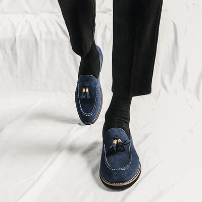Luxury Designer Men Suede Tassels Blue Green Oxford Brogue Shoes Moccasins Wedding Prom Homecoming Party Footwear Zapatos Hombre