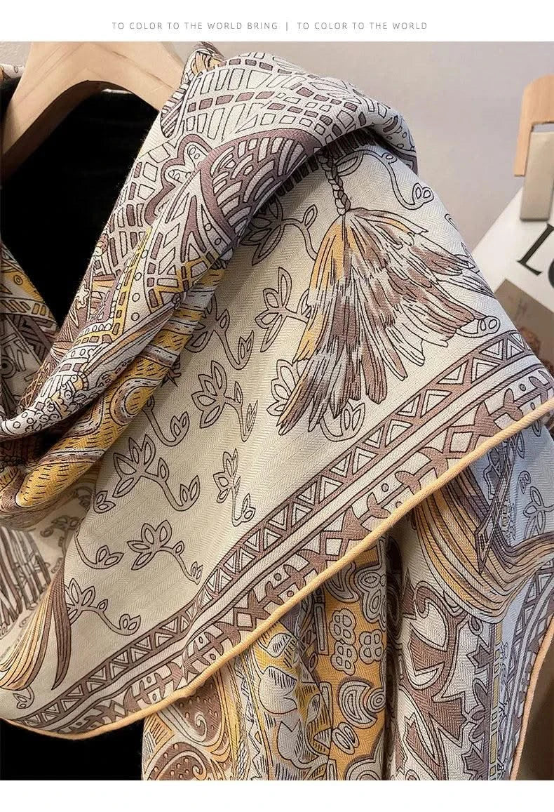 women's autumn and winter silk and wool dual purpose high-end scarves  large