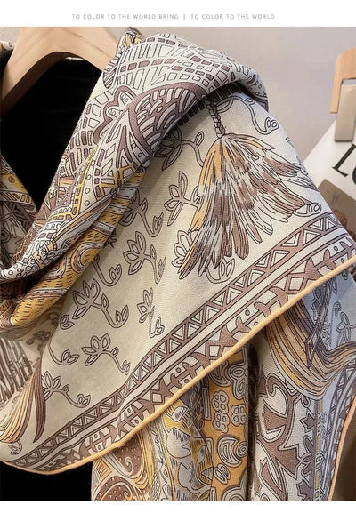 women's autumn and winter silk and wool dual purpose high-end scarves  large