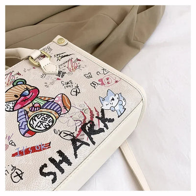 2025 Designer-Inspired Doodle Handbag - Women's Elegant Shoulder Tote, Spacious Summer Crossbody Purse with Top Handle - Elanique