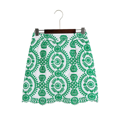 Summer Skirt Women 2025 New Fashion Stylish Embroidery Above Knee A-Line Bottom Wear
