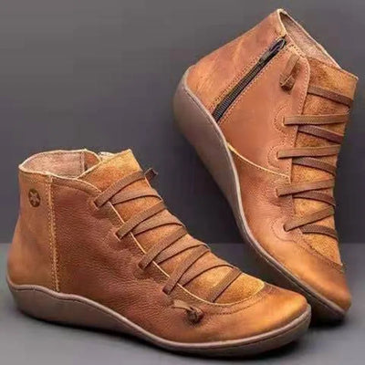 Snow Boots  Women Winter Genuine leather Ankle Spring flat Shoes woman Short Vintage Boots With Fur 2022 for women lace up boots