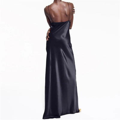Womens dresses Summer 2025 new satin slim fit sleeveless long dresses Sexy backless suspender midi dresses banquet party dresses
