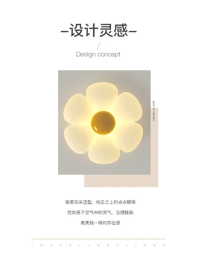 2023 New Living Room Light Romantic Warm Net Popular Cream Wind Flower Master Bedroom Lamp