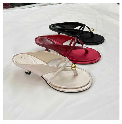 Women's Slippers Heeled Sandals Casual Flip Flops Shoes Woman 2025 Trend Summer Shallow Dress Design Pumps Clip Toe Slides Mujer