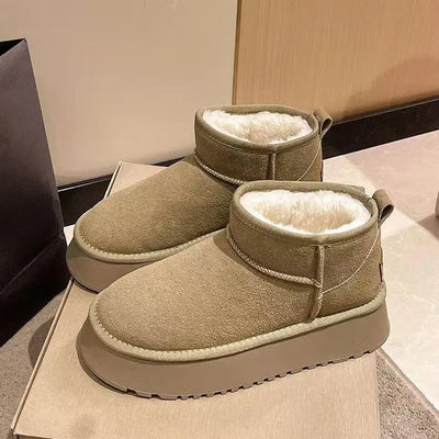 Snow boots for women in winter 2024, with thick fleece and anti slip insulation, large size cotton shoes, short tube