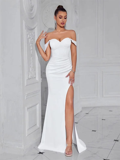 Cocktail Dress For Women Off Shoulder Sexy Floor Length Party Evening Night Outfit Club Formal Wedding Guest Maxi Gala Vestidos