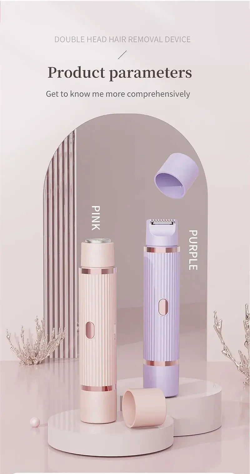Women Epilator Dual Head Facial Electric Razor Body Shaver for Shaving Bikini Trimmer Area Leg Waterproof Female Hair Removal
