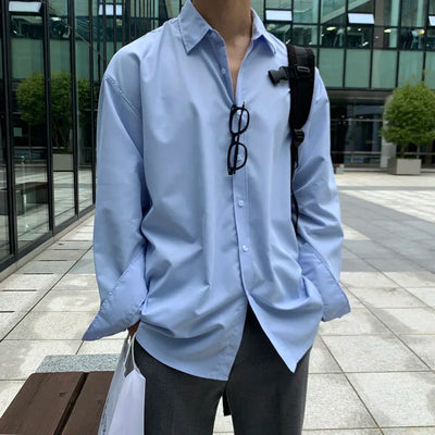 Oversized Casual Jacket Trendy Loose Shirt Men's Long-Sleeved Shirt Spring and Summer Brown TOP