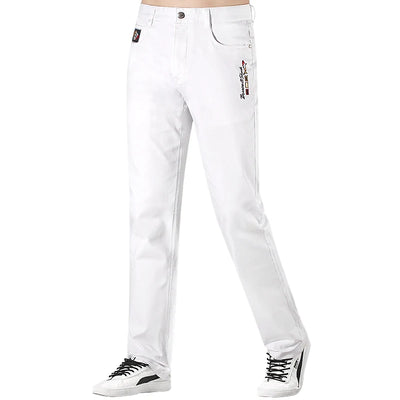 2024 New Summer White Jeans for Men Bruce&Shark  Designer Luxury Men's Jeans Loose Fit Stretch Cotton Casual Fashion Big Size 42