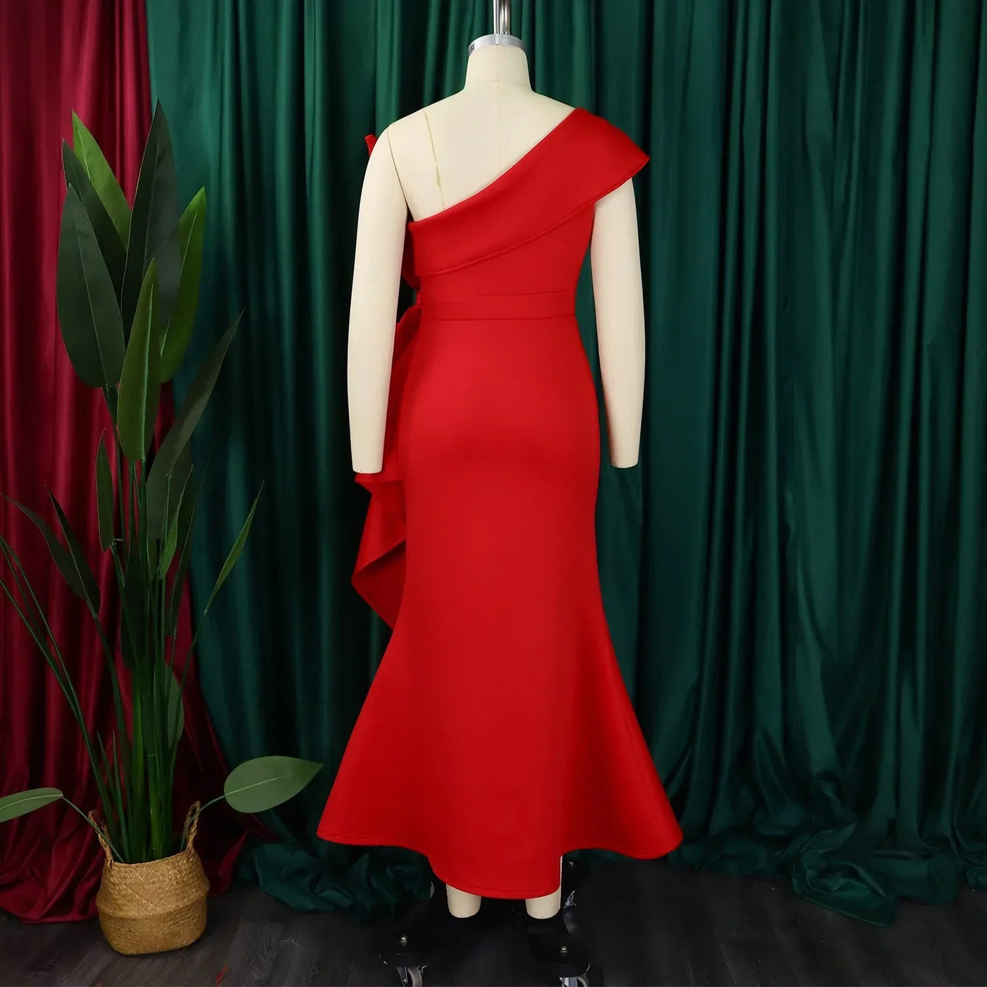 Elegant Dresses for Women 2024 New One Shoulder Ruffles Mermaid Floor Length Luxury Female Birthday Party Dinner Vestidos Mujer