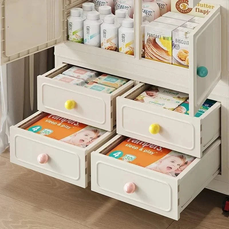Home bedroom, children's storage cabinet, multi-layer snack cabinet, multifunctional large capacity dust-proof storage box