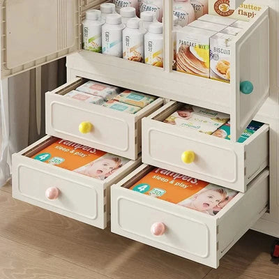 Home bedroom, children's storage cabinet, multi-layer snack cabinet, multifunctional large capacity dust-proof storage box