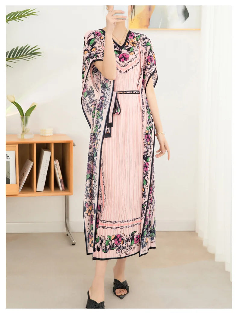 2025 Spring Summer Women's New Sexy One Shoulder Off Shoulder Fashion Red Flower Printed Lace Up Waist Long Swing Dress