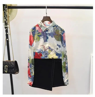 Spring Autumn Cotton Linen Casual Fashion Floral Print Shirt Ladies Loose All-match Sweet Blouse Femme Comfortable Top Women
