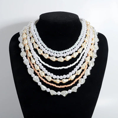 Luxury Exaggerated Multi-layer Pearl Necklace Women Romantic Elegant Baroque Long Chain Jewelry Accessories Bride Wedding Party
