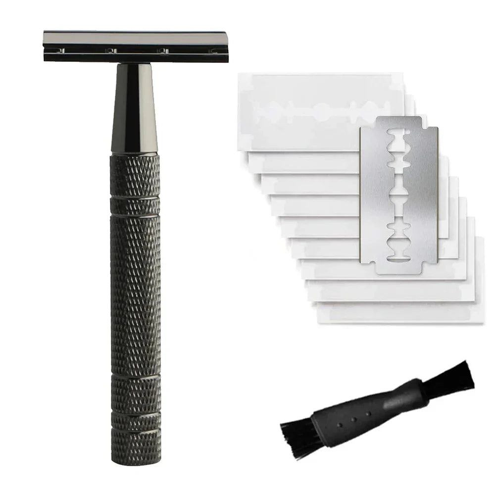 Double Edge Safety Razor for Women, with 10 pcs Safety Razor Blades Single Blade Razor Reusable Travel Essentials Women Razor