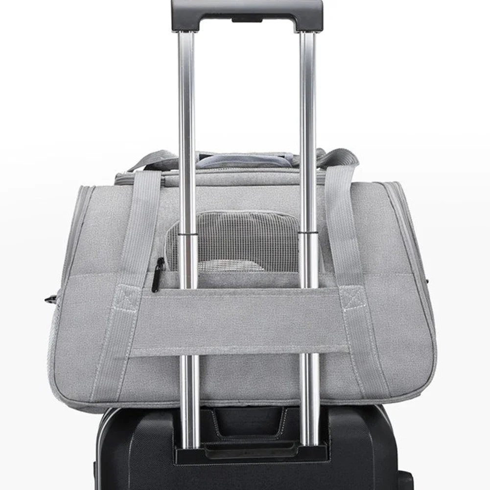 Soft Pet Carriers Portable Breathable Foldable Bag Cat Dog Carrier Bags Outgoing Travel Pets Handbag with Locking Safety Zippers
