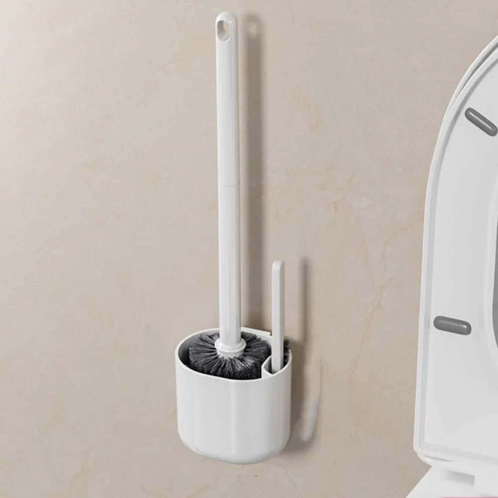 Cleaning Tools Long Handle Toilet Brush Set Wall Mounted Hanging Hole Cleaning Brush Durable Toilet Scrubber Bathroom