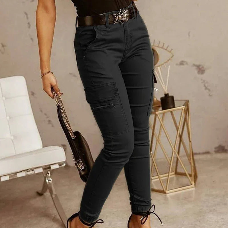 Fashion New Slim Fit Pencil Pants Women Streetwear Solid Casual Trousers Women Joggers Pockets Cargo Pants Female Pantalon 26211