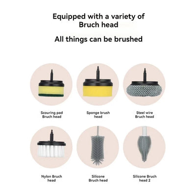 New Handheld Five in One Multifunctional Electric Cleaning Brush for Bathroom Washing and Kitchen Cleaning Tools