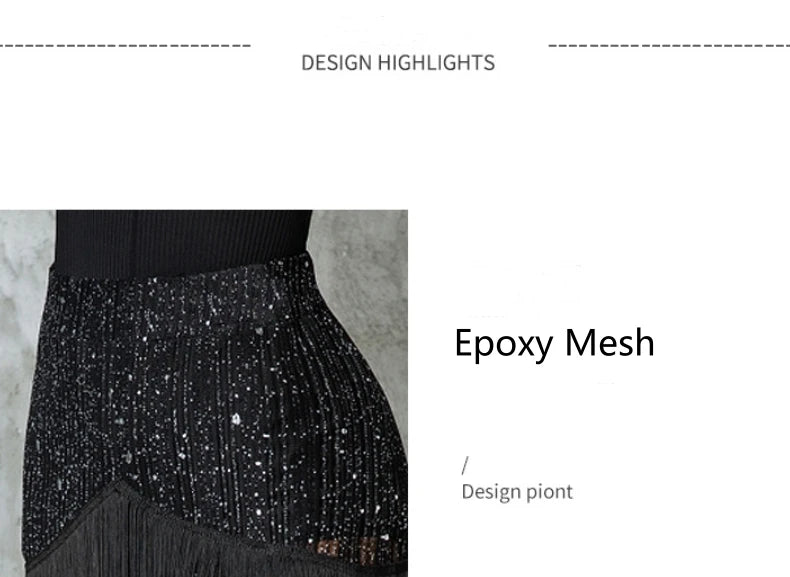 Womens Latin Dance Dress Women Adult Latin Dance Practice Dress Tap Dance Show Black Tassel Dress