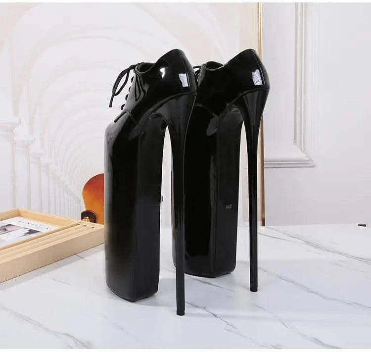 Women's Waterproof Platform High Heel Shoes 30cm | Lace up Fashion High Heel Shoes New | Trendy Model Shoes